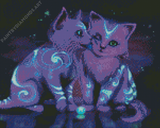 Purple Fantasy Cats Diamond Painting