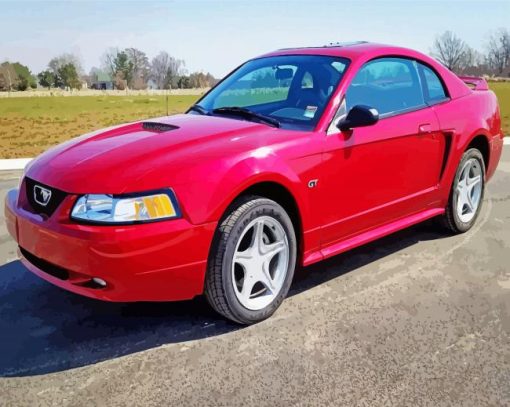 Red 2000 Ford Mustang Car Diamond Painting