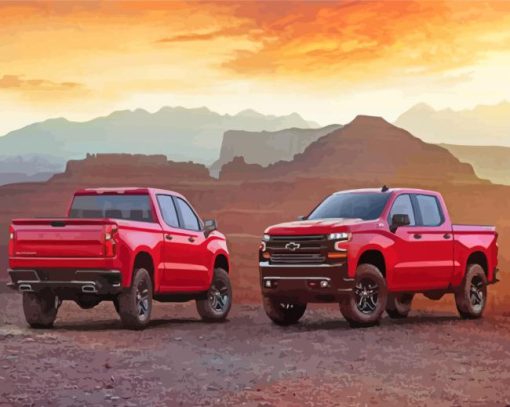 Red Chevy Z71 Trucks Diamond Painting