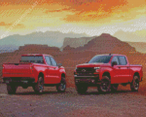 Red Chevy Z71 Trucks Diamond Painting