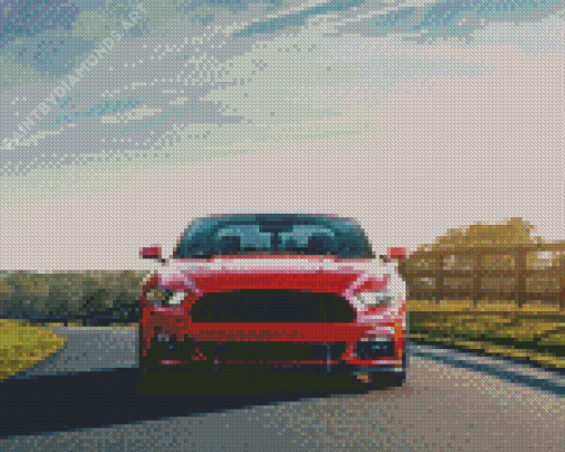 Red Mustang Gt On Road Diamond Painting