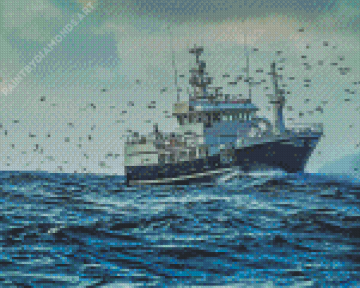 Sea Fishing Boat Diamond Painting