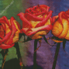 Three Red And Yellow Roses Diamond Painting