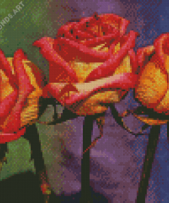 Three Red And Yellow Roses Diamond Painting
