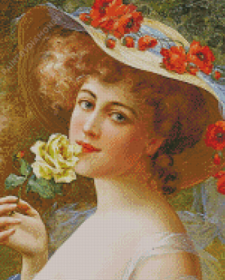 Woman And Poppies Hat Diamond Painting