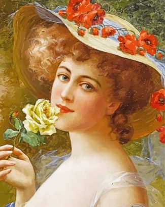 Woman And Poppies Hat Diamond Painting