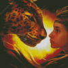 Woman With Leopard Side Profile Diamond Painting