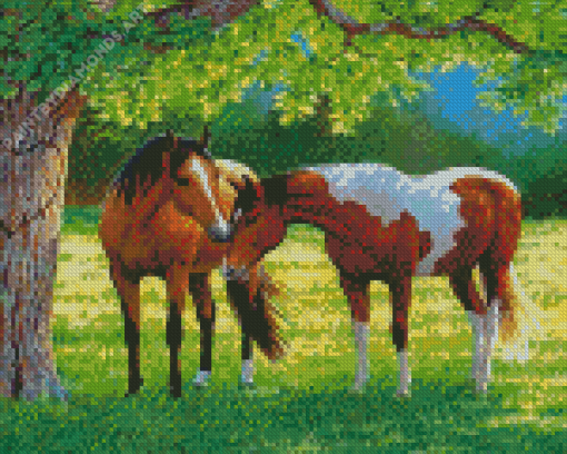 Adorable Couple Horses Art Diamond Painting