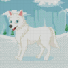 Cartoon Arctic Wolf Stands In Winter Forest Diamond Painting
