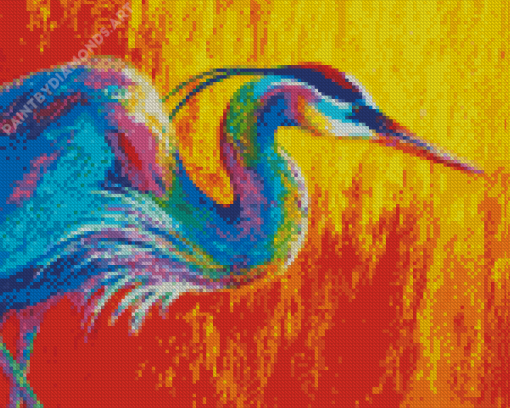 Colorful Abstract Heron Diamond Painting