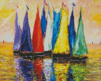 Colorful Sailboats Art Diamond Painting