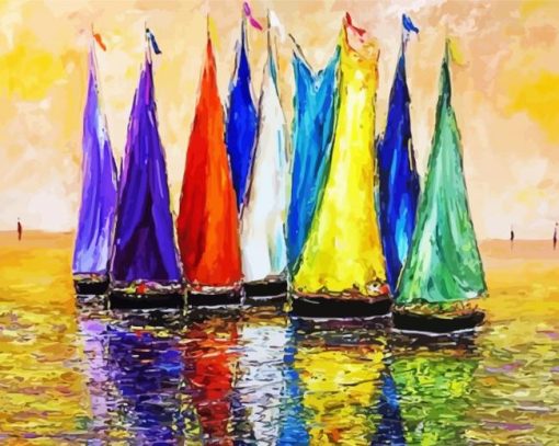 Colorful Sailboats Art Diamond Painting