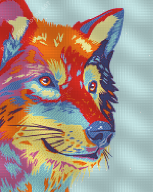 Cute Wolf Pop Art Diamond Painting