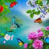 Flowers With Butterflies Art Diamond Painting