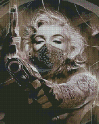Monochrome Tattooed Marilyn Monroe Diamond Painting