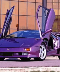 Purple Lamborghini Diablo Car Diamond Painting