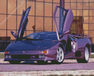 Purple Lamborghini Diablo Car Diamond Painting