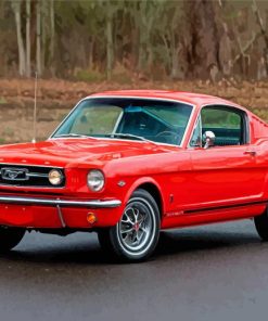 Red 1966 Mustang Car Diamond Painting