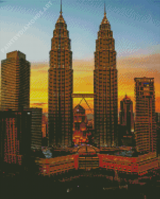 Twin Tower At Sunset Diamond Painting
