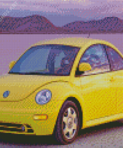 Yellow Volkswagen Bug Car Diamond Painting