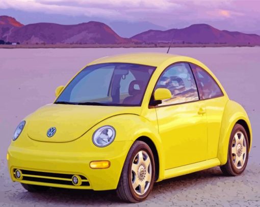 Yellow Volkswagen Bug Car Diamond Painting