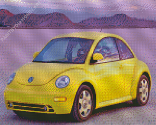 Yellow Volkswagen Bug Car Diamond Painting