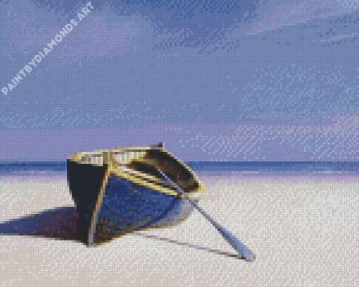 Beach With Row Boat Art Diamond Painting