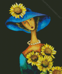 Classy Lady With Sunflowers Diamond Painting