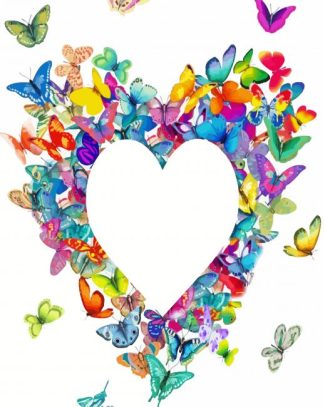 Colorful Heart Shape Butterflies Diamond Painting