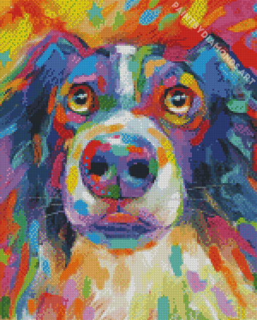 Colorful Border Collie Diamond Painting