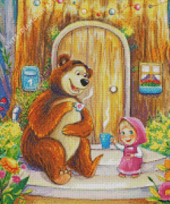 Masha And The Bear Cartoon Diamond Painting