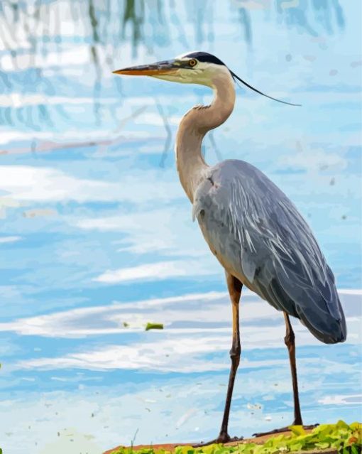 Adorable Grey Heron Diamond Painting