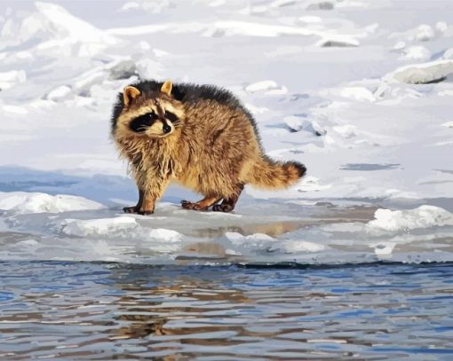 Adorable Snow Raccoon Diamond Painting