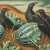 Aesthetic Crows With Watermelon Art Diamond Painting