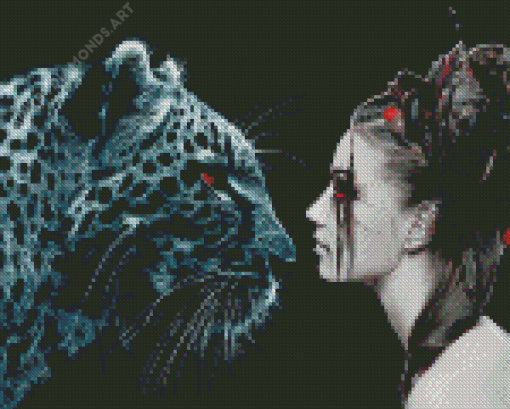 Aesthetic Girl With Leopard Diamond Painting