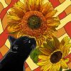 Aesthetic Black Cats And Flowers Art Diamond Painting