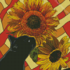 Aesthetic Black Cats And Flowers Art Diamond Painting