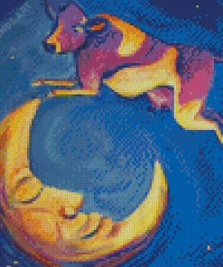 Aesthetic Cow Jumping Over The Moon Art Diamond Painting