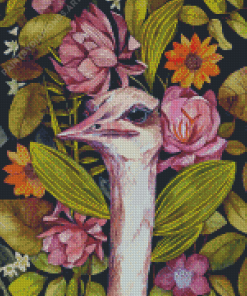 Aesthetic Ostrich And Flowers Diamond Painting