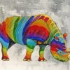 Animal Rainbow Rhino Diamond Painting