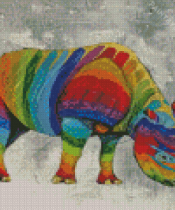 Animal Rainbow Rhino Diamond Painting