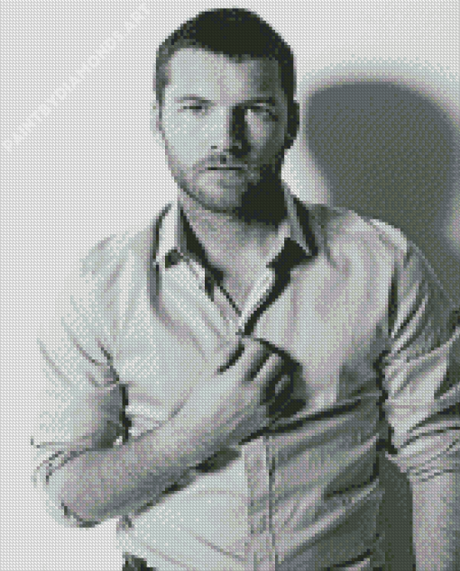 Black And White Sam Worthington Actor Diamond Painting