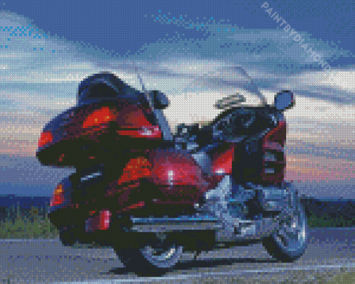 Dark Red Honda Gold Wing Motorcycle Diamond Painting