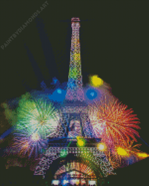 Eiffel Tower Light Fireworks Diamond Painting