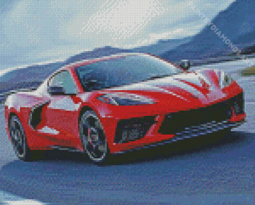 Red C8 Corvette Car Diamond Painting