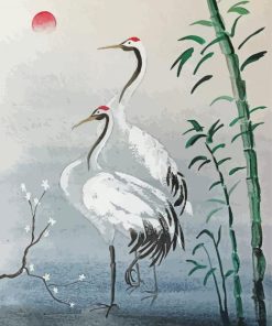 Red Crowned Cranes Diamond Painting