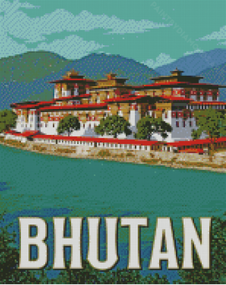 Bhutan Travel Poster Diamond Painting