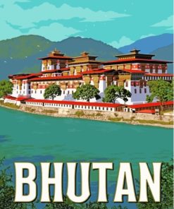 Bhutan Travel Poster Diamond Painting