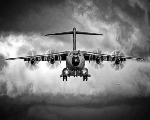 Black And White Airbus A400M Atlas Diamond Painting