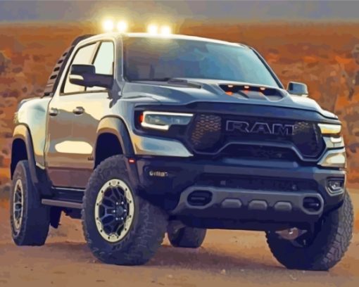 Black Pickup Ram Diamond Painting